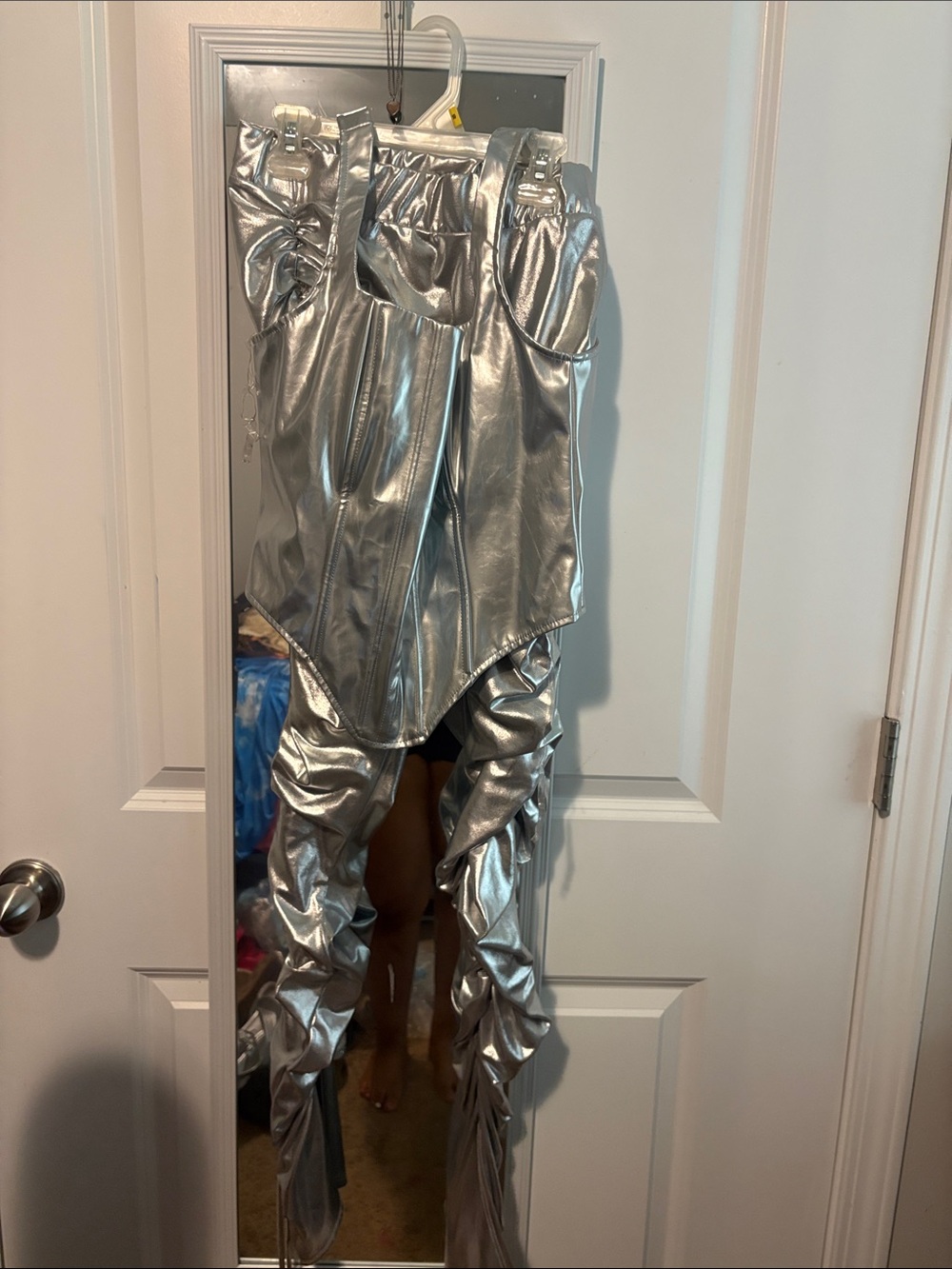 Fashion Nova Silver Metallic Ruched set